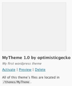 Theme on Manage Themes page